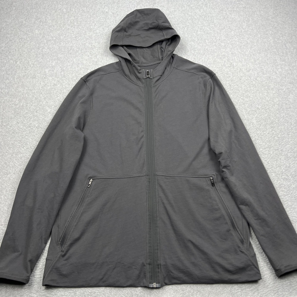Lululemon Clock Out Hoodie Mens XL Gray Full Zip Pockets Technical Jacket M4605S